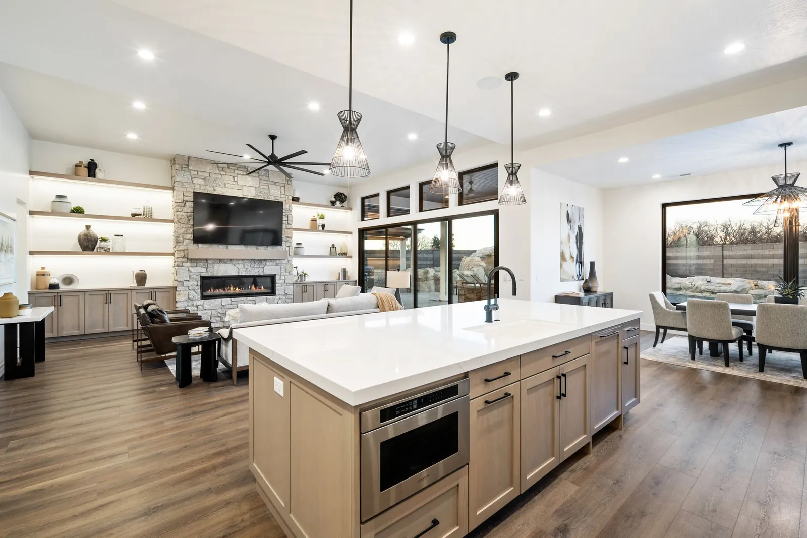 Kitchen island open to the great room