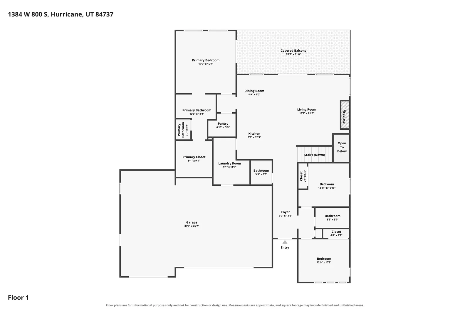 Floor plan of 1384 W 800 S: Main Floor
