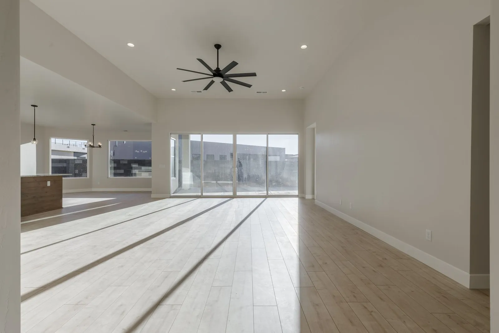Great room with a row of windows