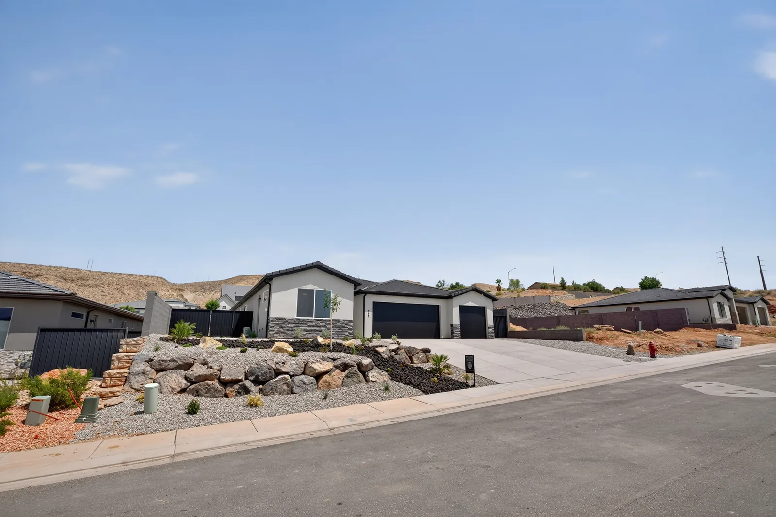 Front of a single-story home with a three-car garage