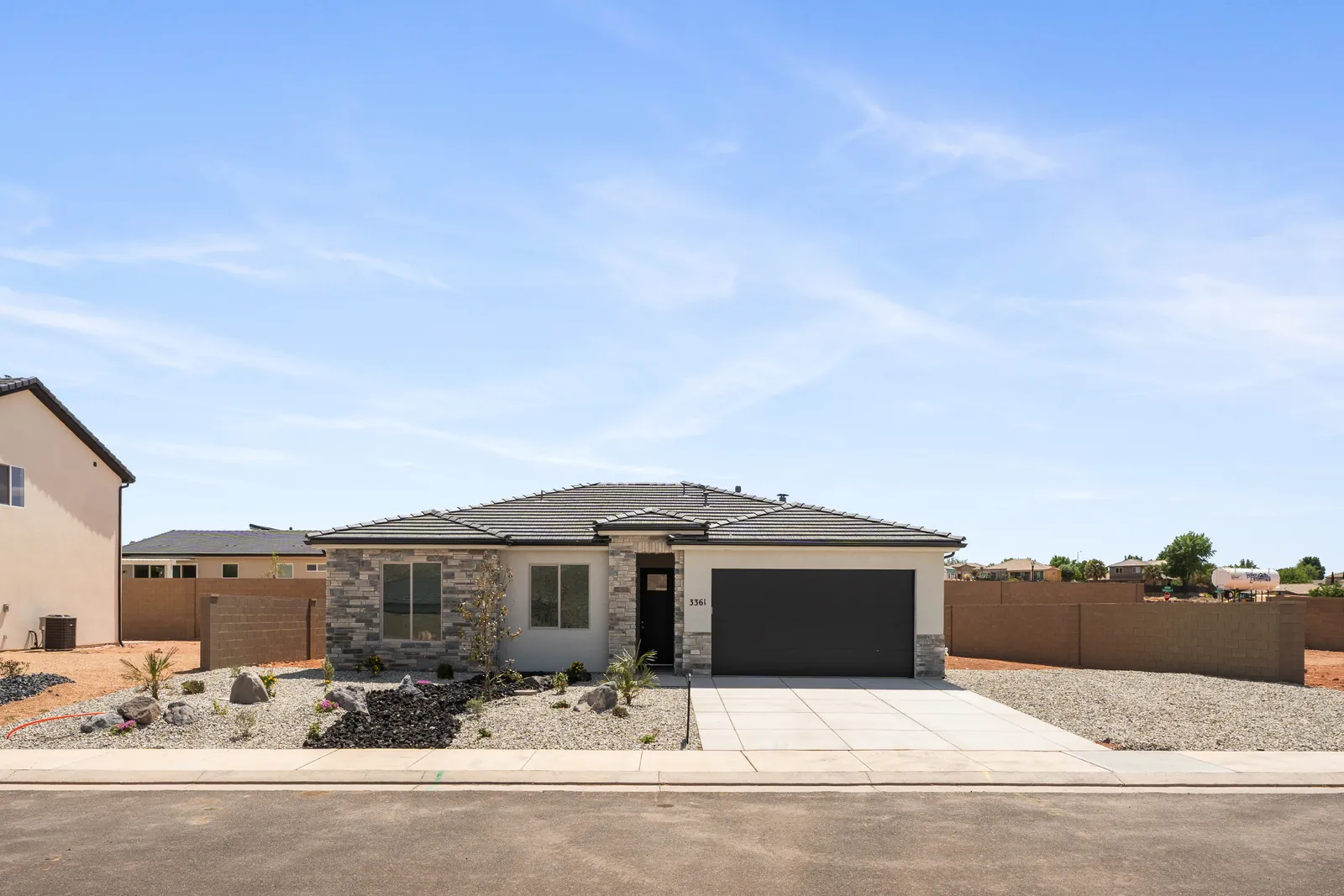 A single-story home seen from across the street