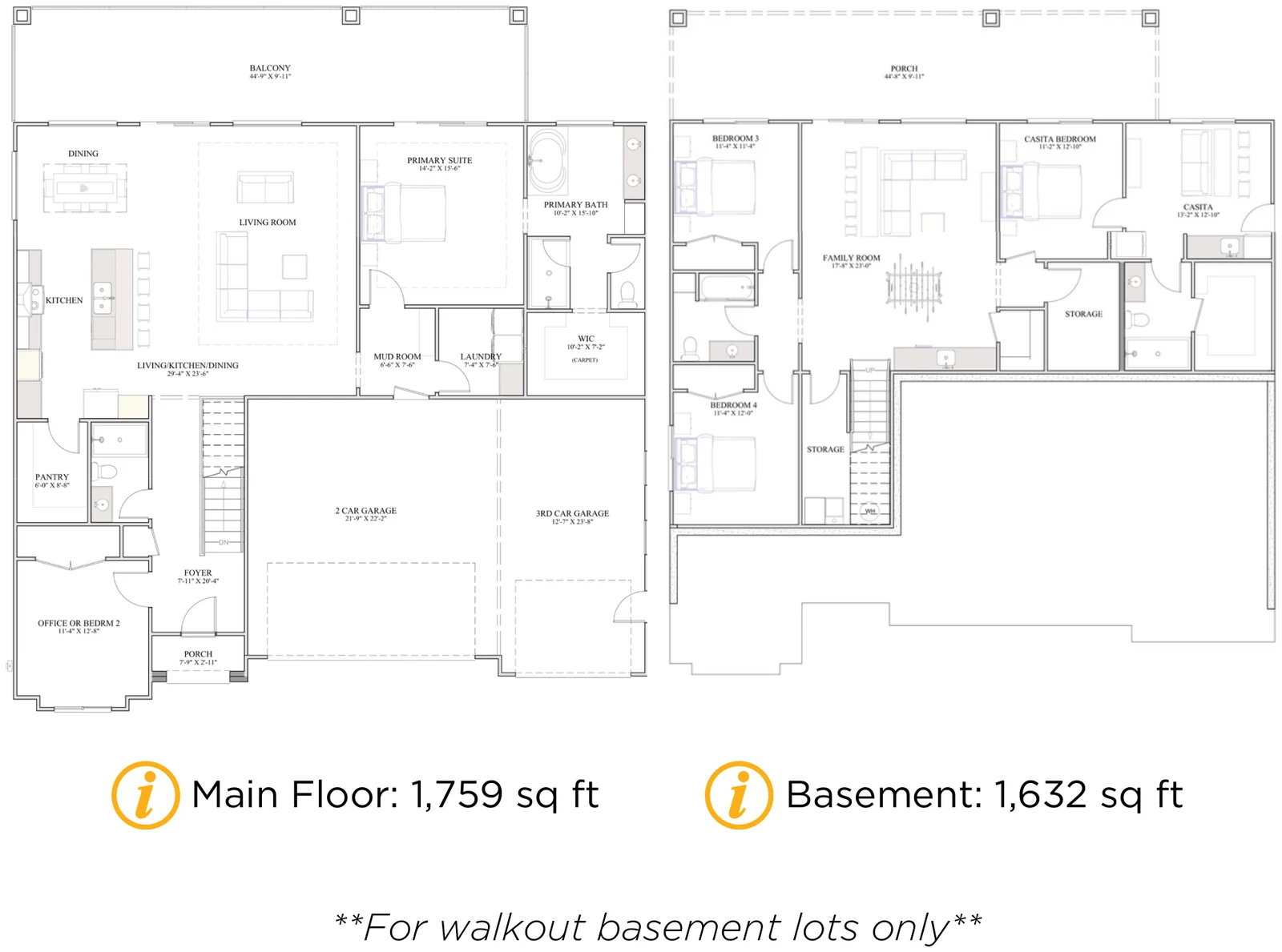 Floor plan drawing of the Angel Heights