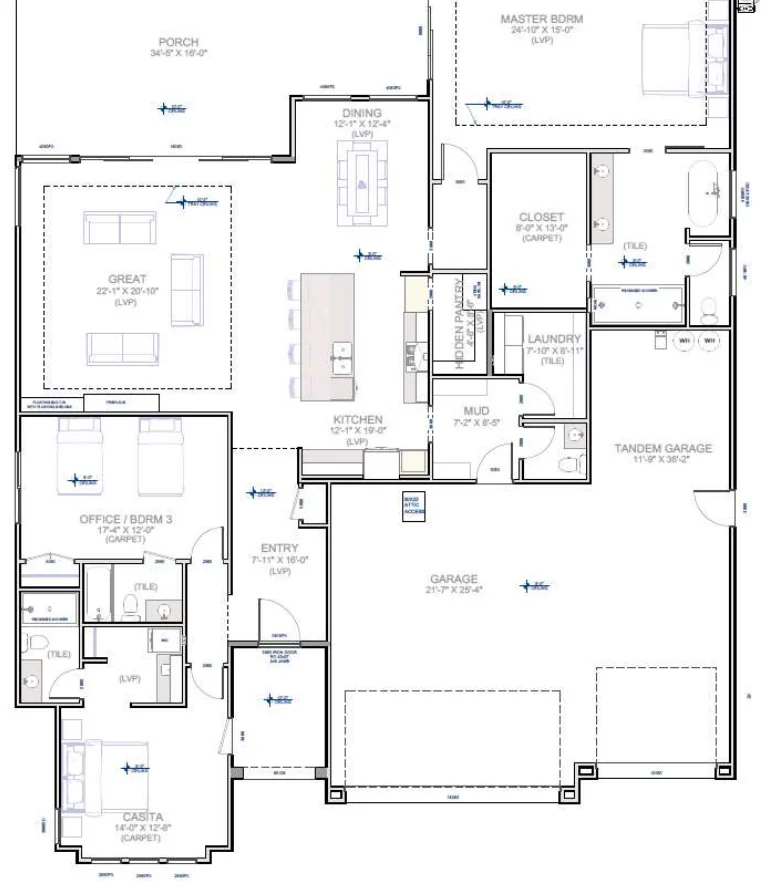 Floor plan drawing of the Kiva