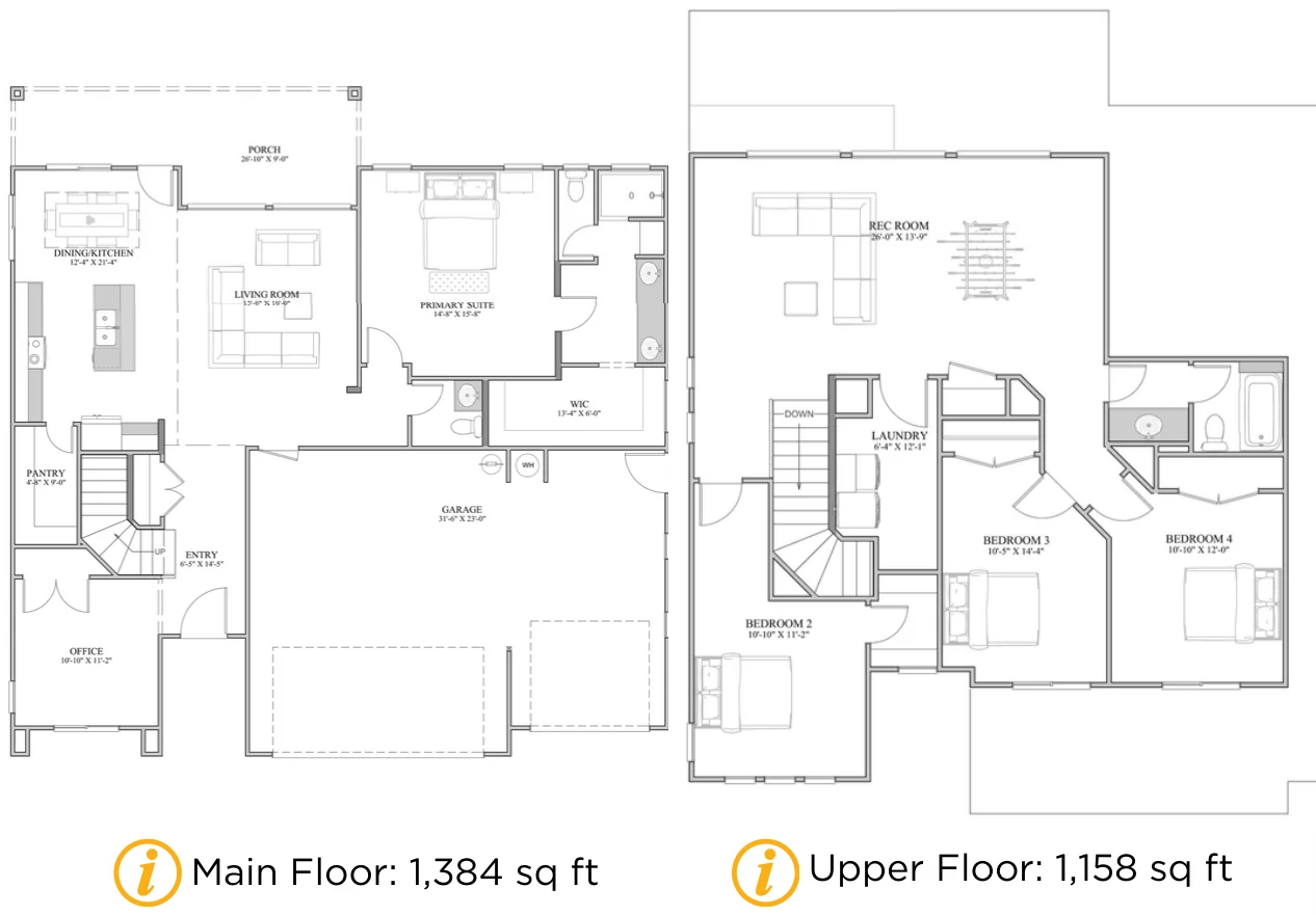 Floor plan drawing of the Oak