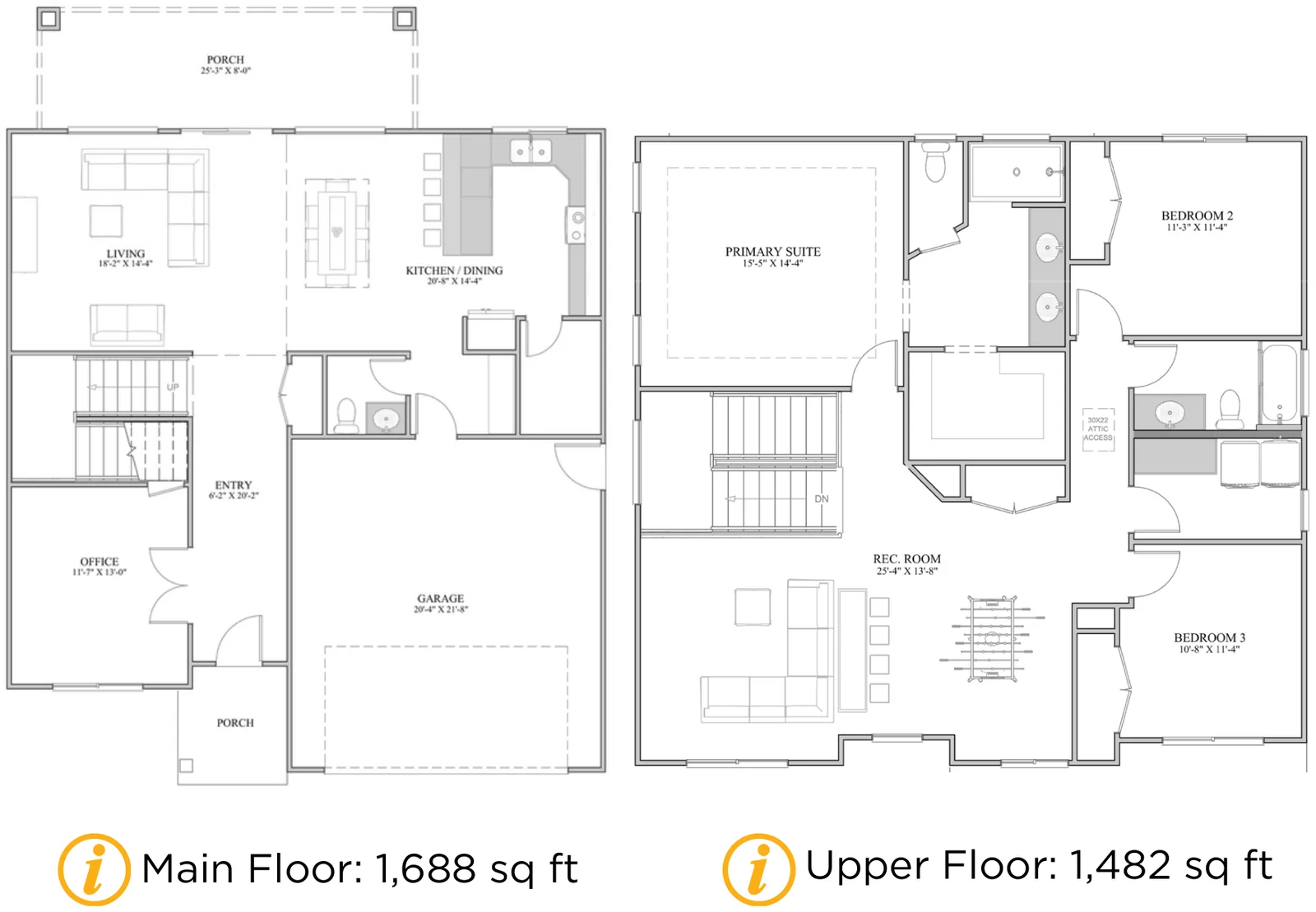 Floor plan drawing of the Sequoia