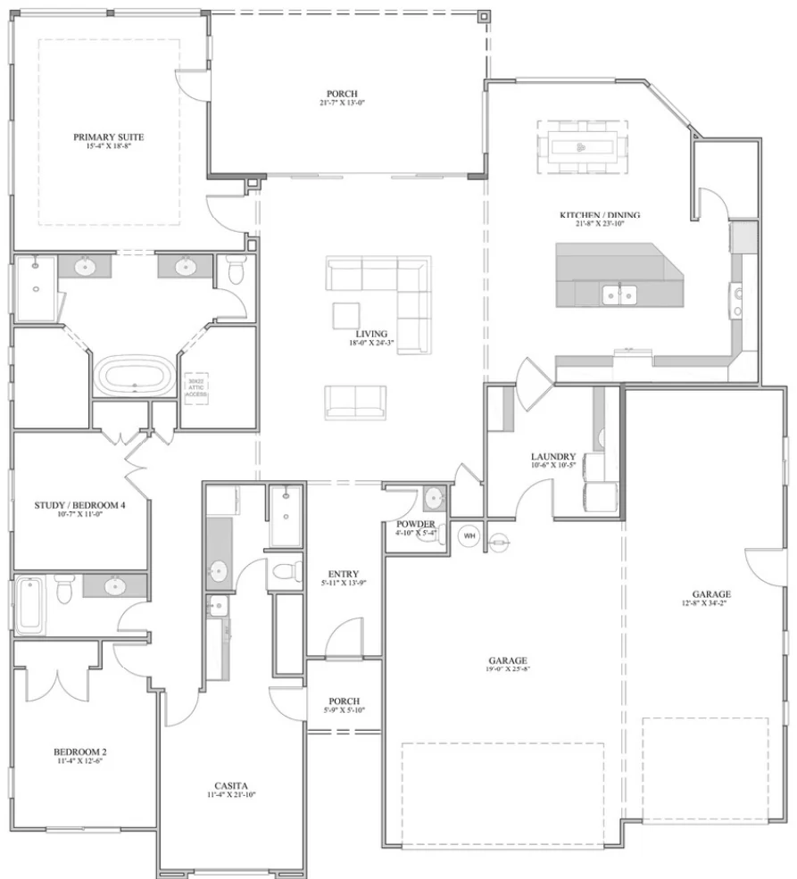 Floor plan drawing of the Sinawava