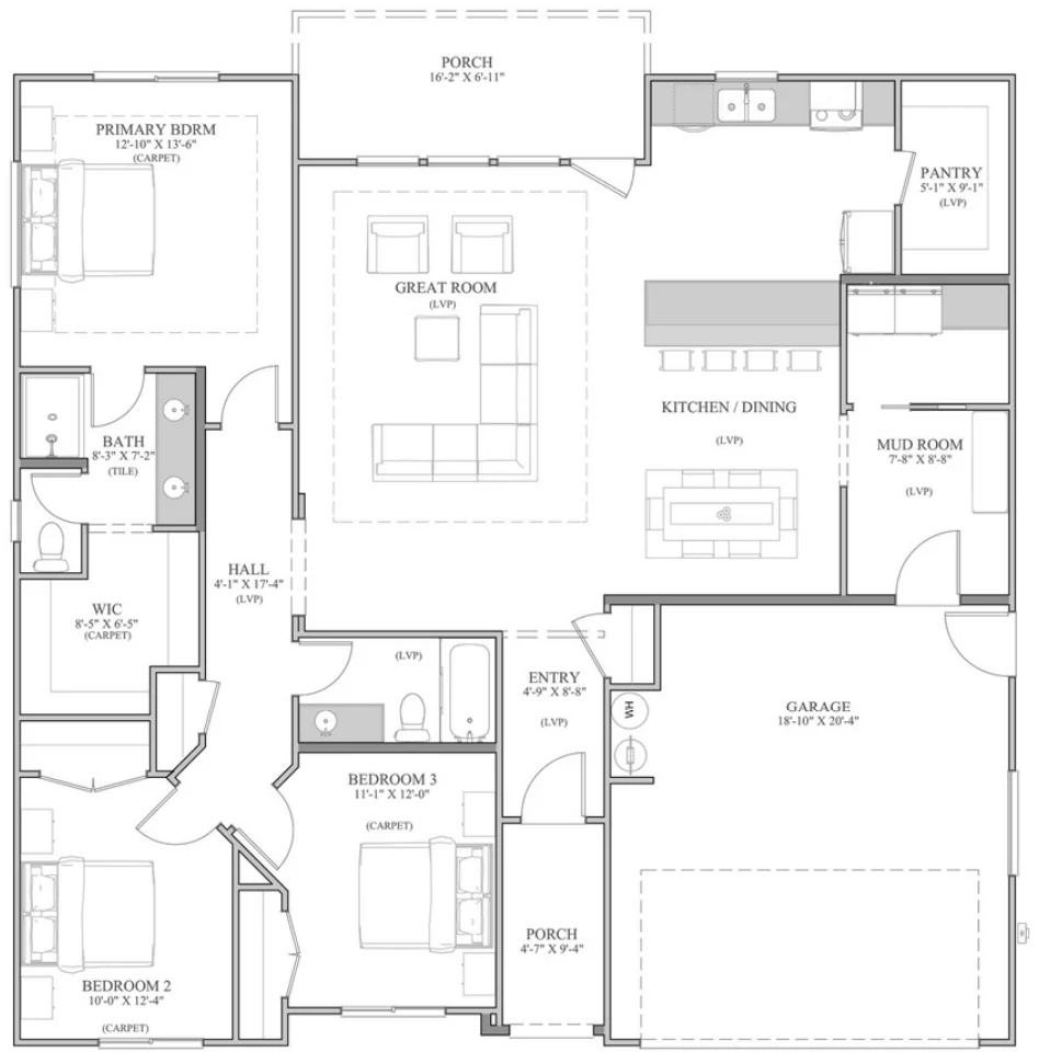 Floor plan drawing of the Slate II
