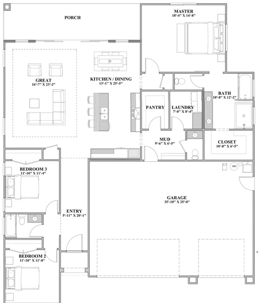 Floor plan drawing of the Whiptail
