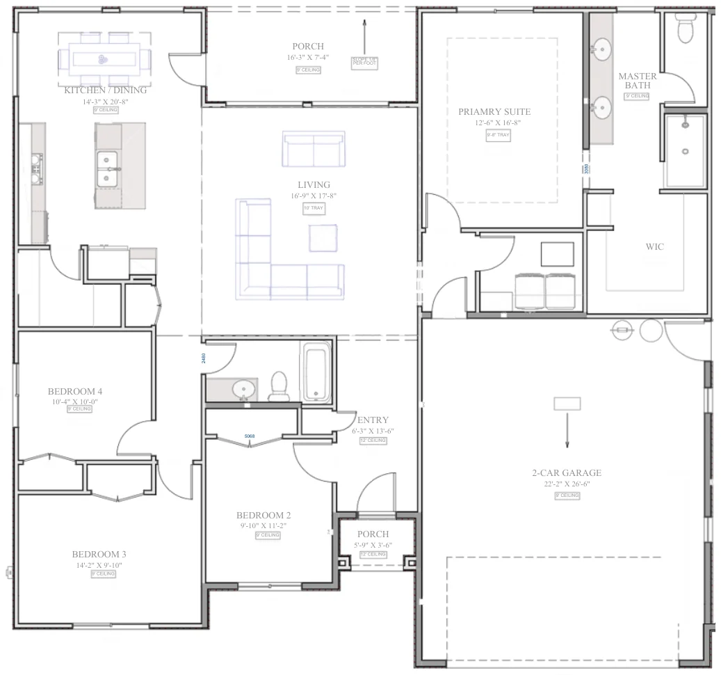 Floor plan drawing of the Willow